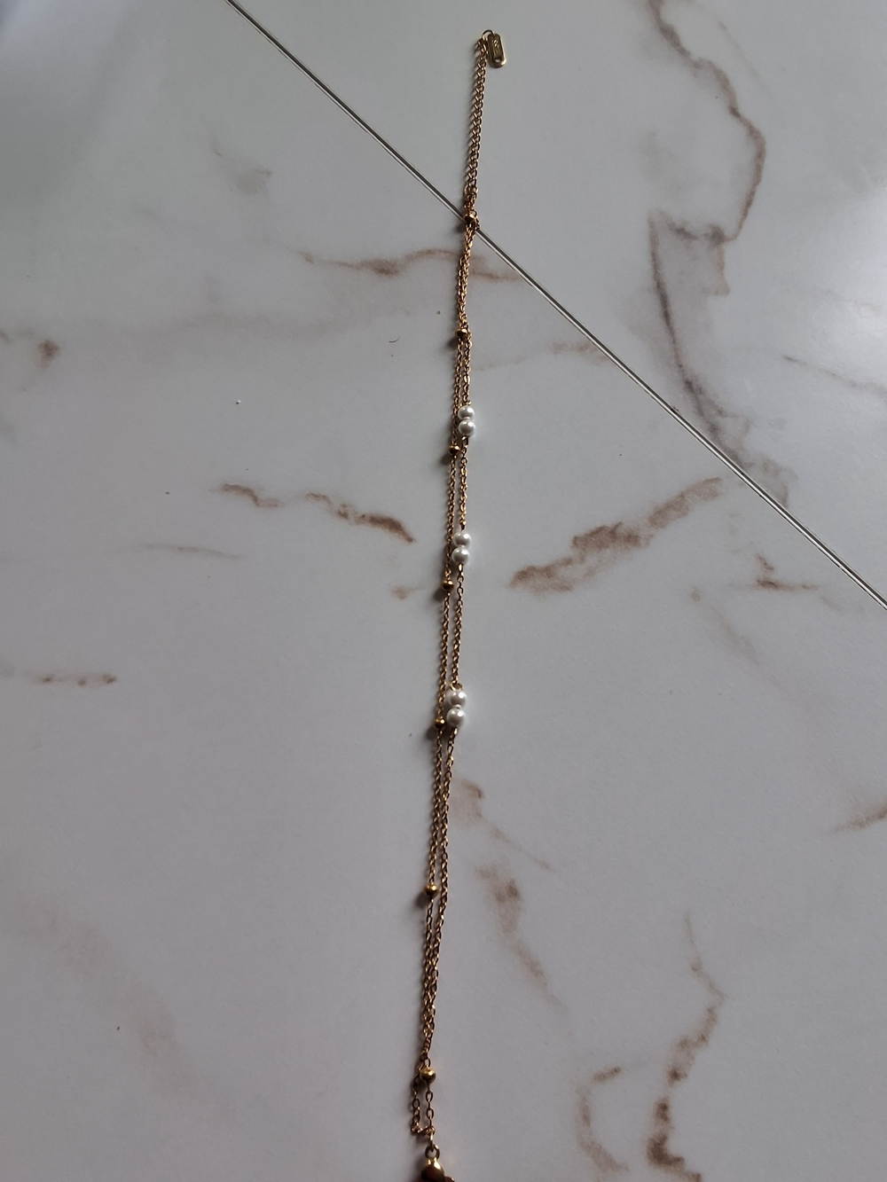 Delicate Gold Pearl Station Necklace - Women Jewelry